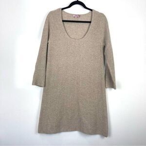 Calypso St. Barth Taupe Kahimi Cashmere Long Sleeve Sweater Dress Women's Small